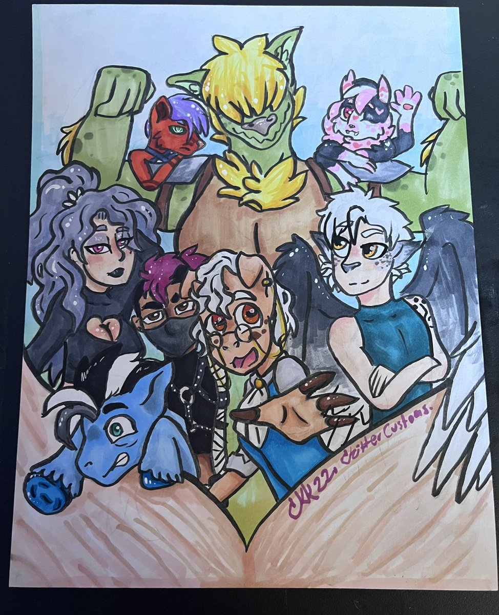 CritterCustoms's tweet photo. Finished this group drawing of all my ocs! Even though they are from different universes it’s fun to see them all together. #drawing #art #oc #furry https://t.co/h72l4ZaVHO