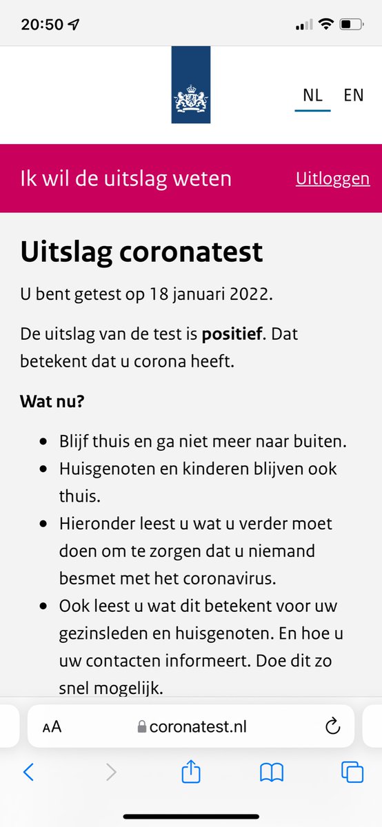 En dat is 2… Zoon 2 positief. Ach, dan zijn we waarschijnlijk over 7 dagen van de quarantaine af…