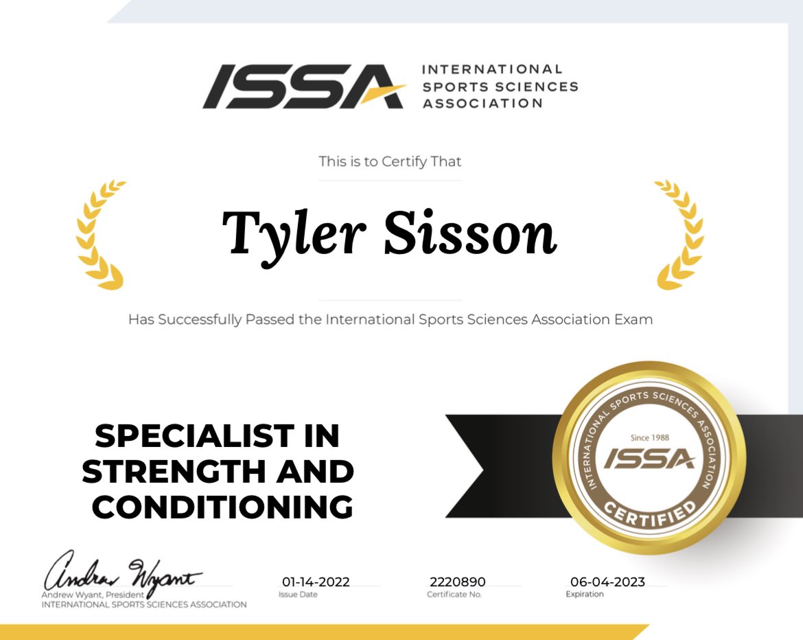 ts_training4's tweet photo. Finally completed the other 2 certification! 

Certified Personal Trainer, Nutritionist and Strength and Conditioning Coach!! 

@ISSAonline https://t.co/NtZ72eXFsx