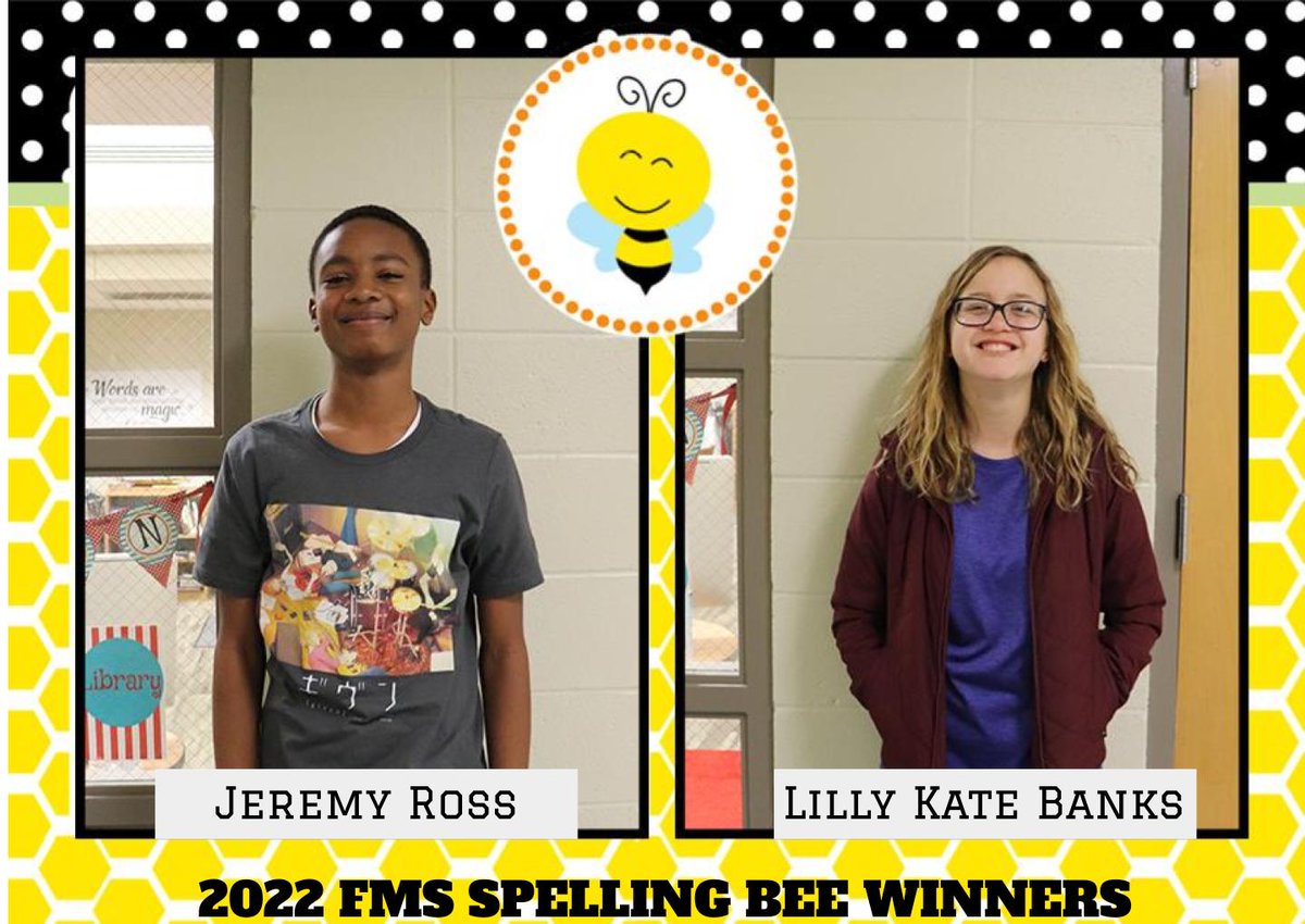 fmseaglepride's tweet photo. Congratulations to 8th grader, Jeremy Ross and 6th grader, Lilly Kate Banks for winning our school spelling bee.  They will move on to represent Florence Middle School in the Rankin County School District Regional Spelling Bee.  We're proud to have them represent FMS! https://t.co/SJU8BvRcJT
