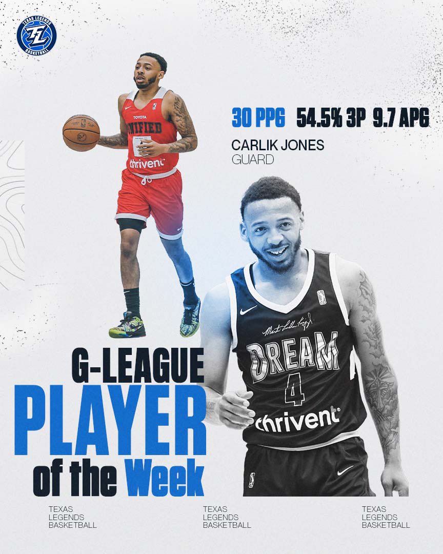 THAT. GUY. 

<a href="/carlikjones/">Carlik Jones</a> is your <a href="/nbagleague/">NBA G League</a> Player of the Week!