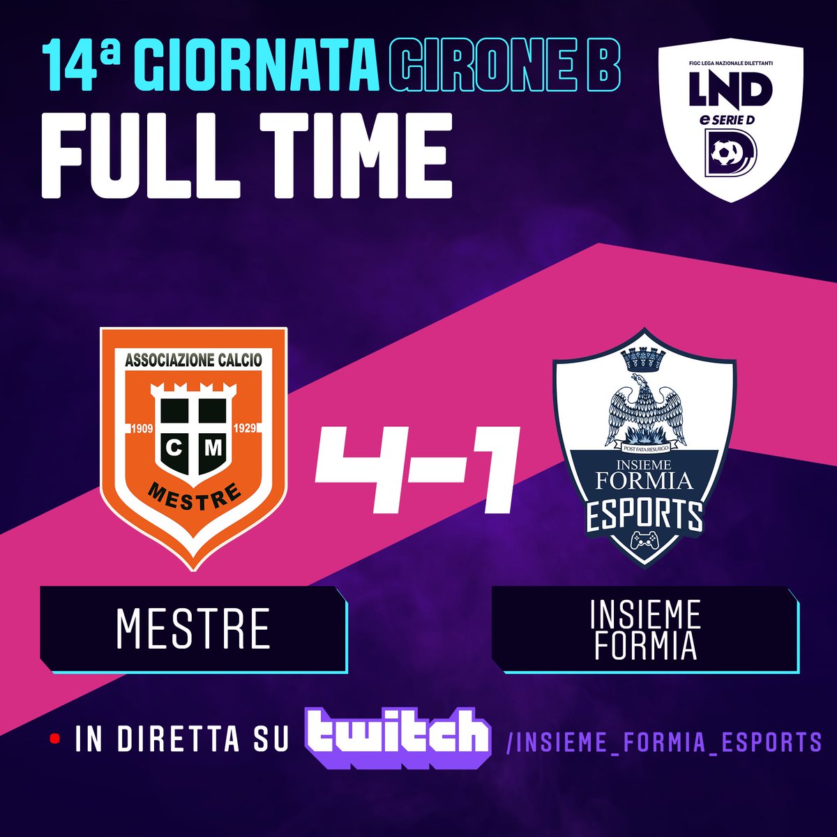 📌 FULL TIME 🤍💙

🏆 <a href="/LNDEsport1/">LND Esport</a> eSerie D
🆚 #Mestre
❌ 4️⃣➖1️⃣