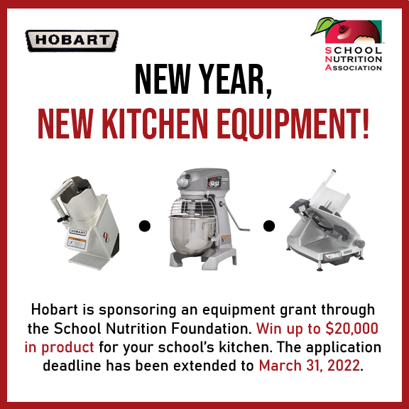 CKCGoodFood's tweet photo. Are you in need of a new mixer, food processor, slicer, etc.? Hobart is once again sponsoring a School Nutrition Foundation grant to be used for up to $20,000 worth of brand new food equipment. Apply online: https://t.co/CaTCTB3Bxb https://t.co/l131SnYztf