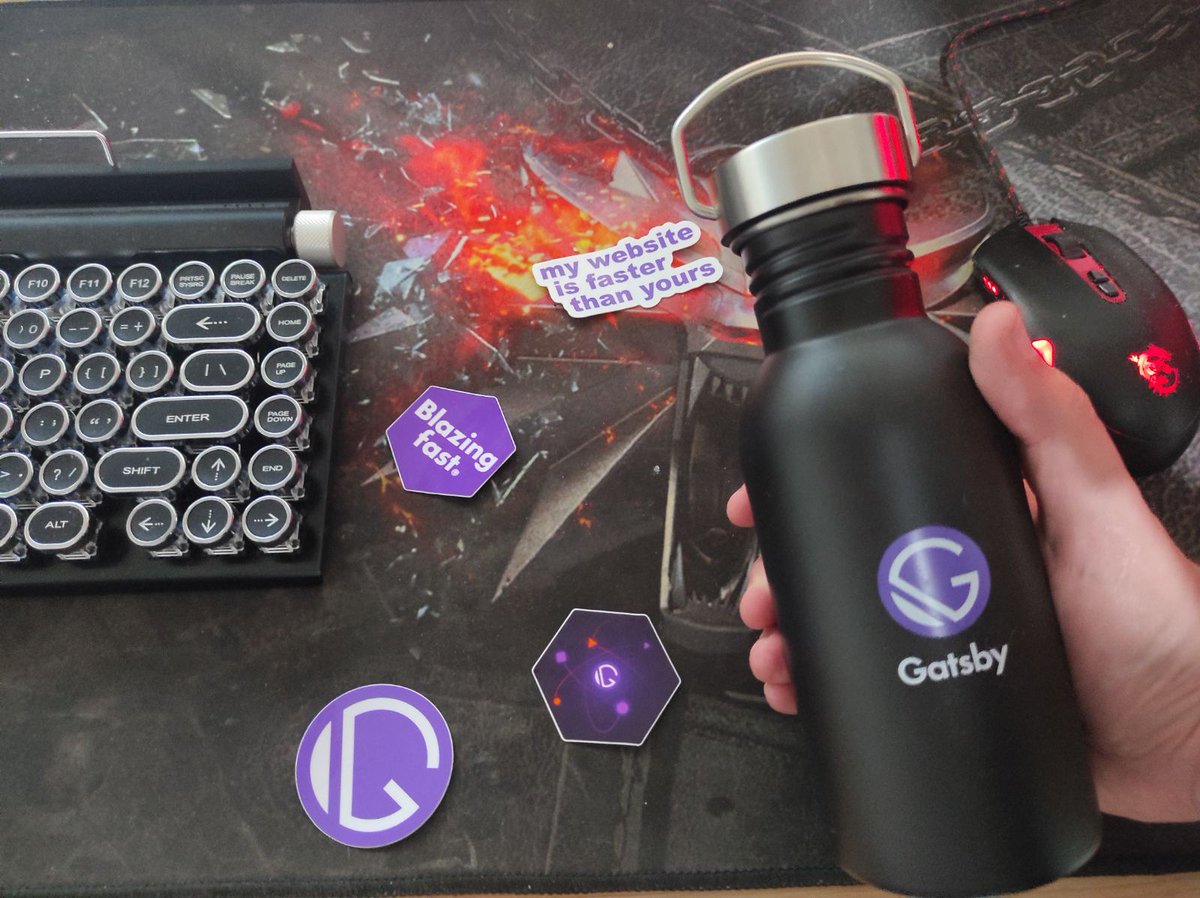 StampoulisS's tweet photo. Thank you @GatsbyJS . My #deploy4swag water bottle is here π to keep me hydrated! https://t.co/vfGmEyk3r9