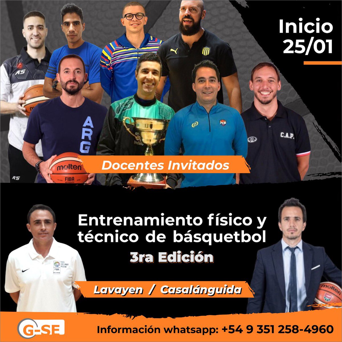 Siempre es un placer compartir espacios de conocimiento, y mucho más si se puede formar un equipo de docentes/formadores de tan alto nivel.
En esta oportunidad, junto a la plataforma <a href="/gsesocial/">G-SE</a> realizamos la 3era edición del curso de “Entrenamiento físico -técnico en básquetbol”