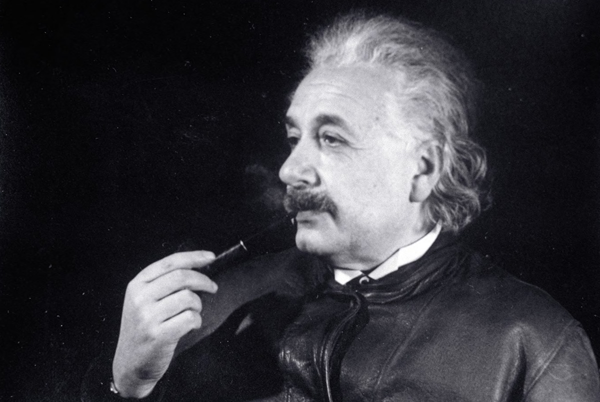 Albert Einstein Smoking A Pipe