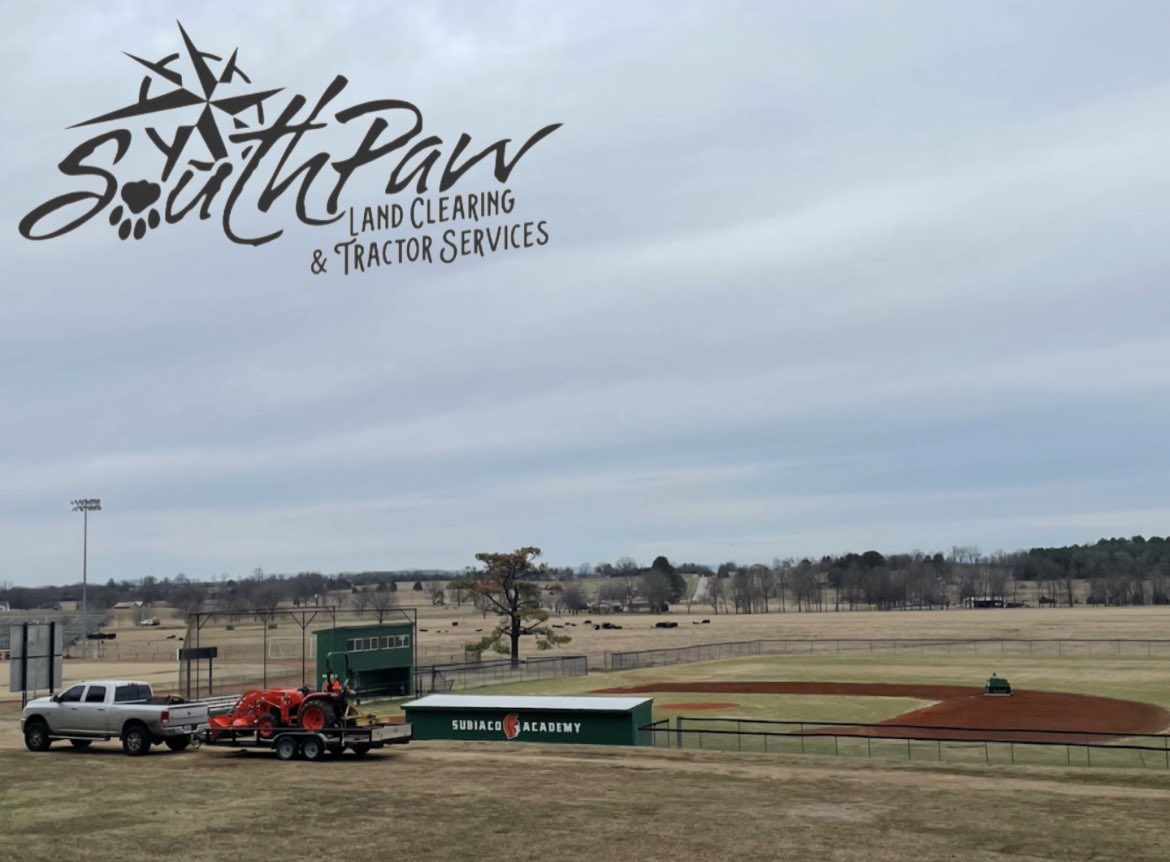 SubiBaseball's tweet photo. The entire Subiaco Baseball community wants to extend a huge THANK YOU to @JWEnloe35 of SouthPaw land clearing &amp; tractor services. Our infield was completely turned around and upgraded in just 1 day. Nothing but great things to say about Coach Enloe and his services. #SABaseball https://t.co/huWcmuDTBg
