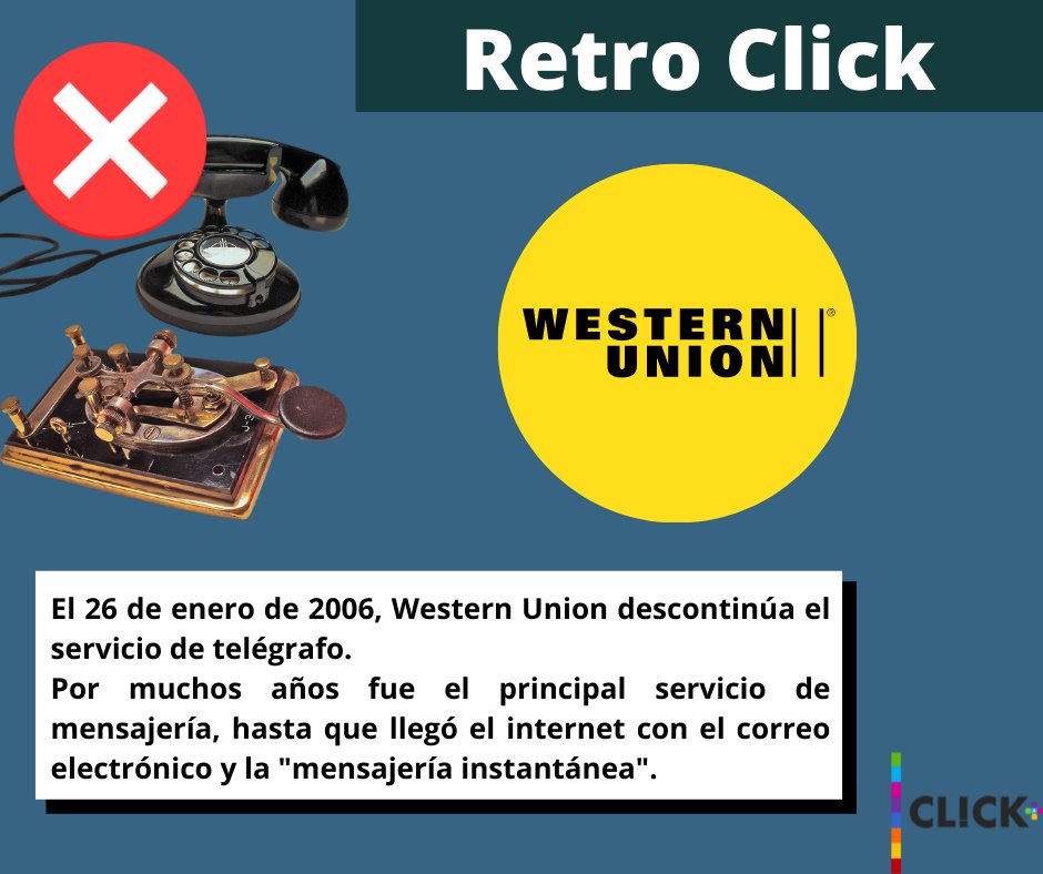 clickymasSC's tweet photo. Todos sabemos la importancia de los #Celulares hoy en día pero, ¿alguien recuerda el #Telégrafo?. En #RetroClick si nos acordamos de él, así como de su final. 
#DaleClick 😉. https://t.co/Flo242vsIx