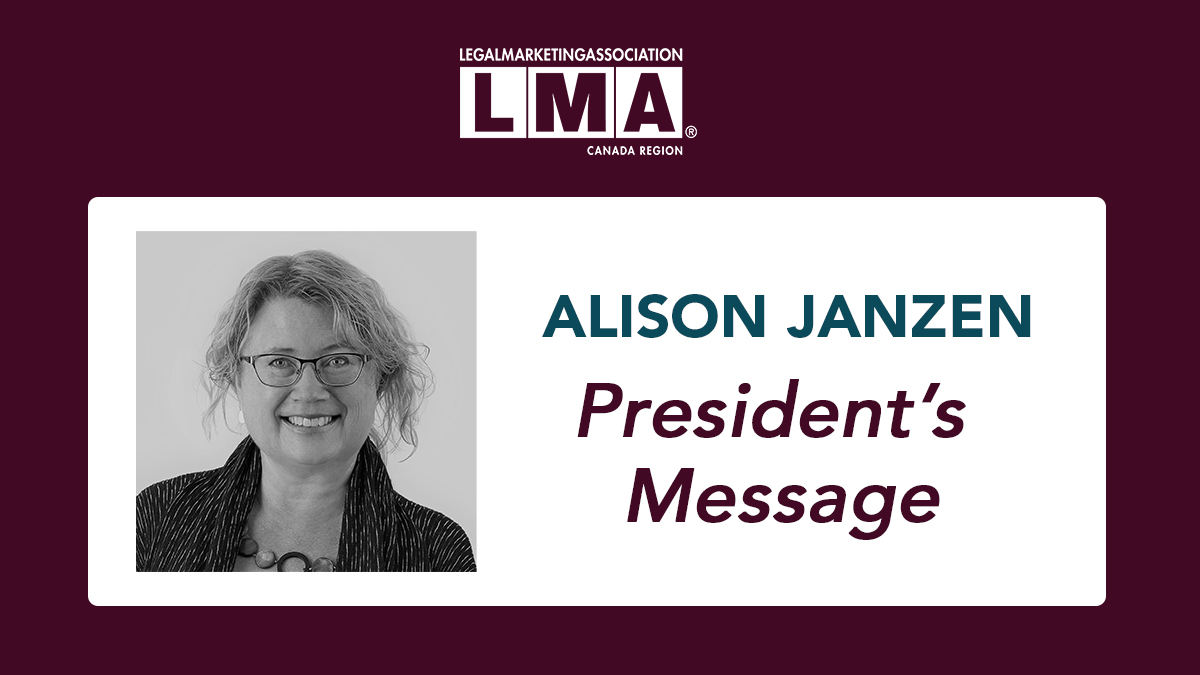 LMAcanada's tweet photo. Introducing our 2022 LMA President, @AlisonJanzen1! Read her message to members and non-members alike as we start another exciting year at LMA. – https://t.co/POaMNRHWjy
#LMAMkt #LMAExec #LMANext https://t.co/EWCJFCW7Qb