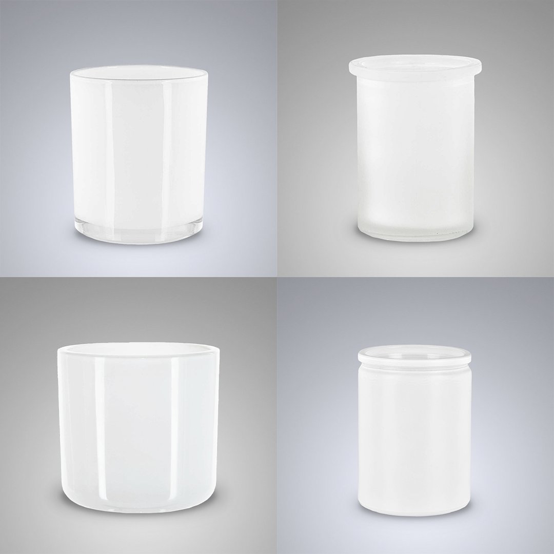 GlassnowCo's tweet photo. Here are four of our fabulous white containers ❄ 

Our versatile white jars are available in frosted, matte, and glossy glass finishes. Find your new favorite container styles on our website!

#glassnowco #luxurycandles #candlebusiness https://t.co/Gy9LS8dlPi