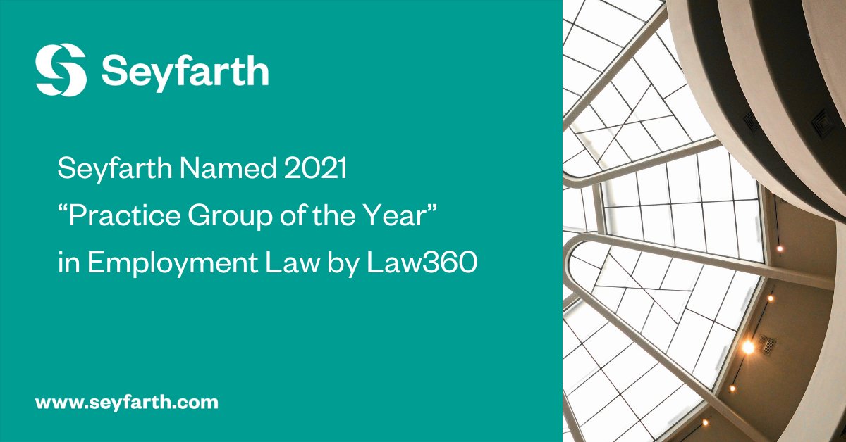 seyfarthshawLLP's tweet photo. Seyfarth named “Practice Group of the Year” in #Employment Law for the 10th time by @Law360!
https://t.co/EvH7hdua6o https://t.co/AeqSXmXC6J