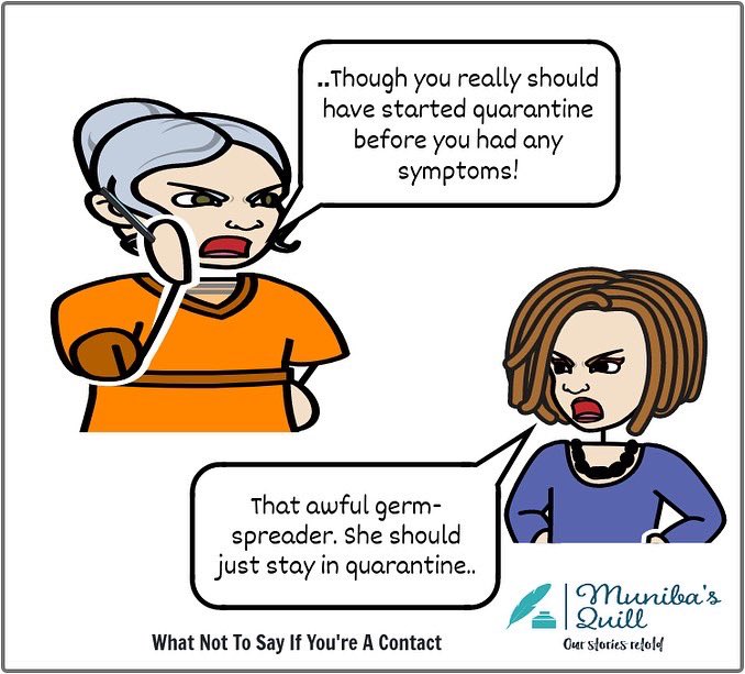 MunibasQuill's tweet photo. Pandemic Etiquette (3/6)
WHAT NOT TO SAY WHEN YOU FIND OUT YOU’RE A CONTACT: 

With cases on the rise again and the pandemic continuing, here’s a PSA on how not to respond when you’re a contact of someone who is unwell

#pandemic #KarachiEat2022 https://t.co/ZzyXEoOvZ1