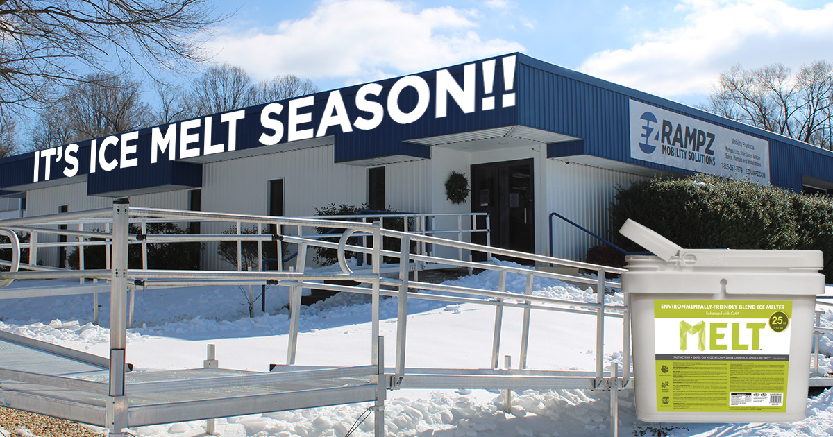 It's important that you stay safe on your ramps, so that makes it Ice Melt season! We have 25 and 50 pound units in stock for you to pick up. $20 for the 25 pound tub and $35 for the 50 pound bag. Pickup only. Click here for more info.. ezrampz.com/blog/ice-melt-…. Stay safe!