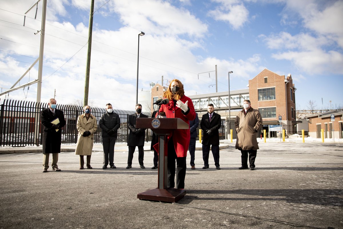 PennDOT's Deputy Secretary for Multimodal Transportation speaks at the podium during today's event.