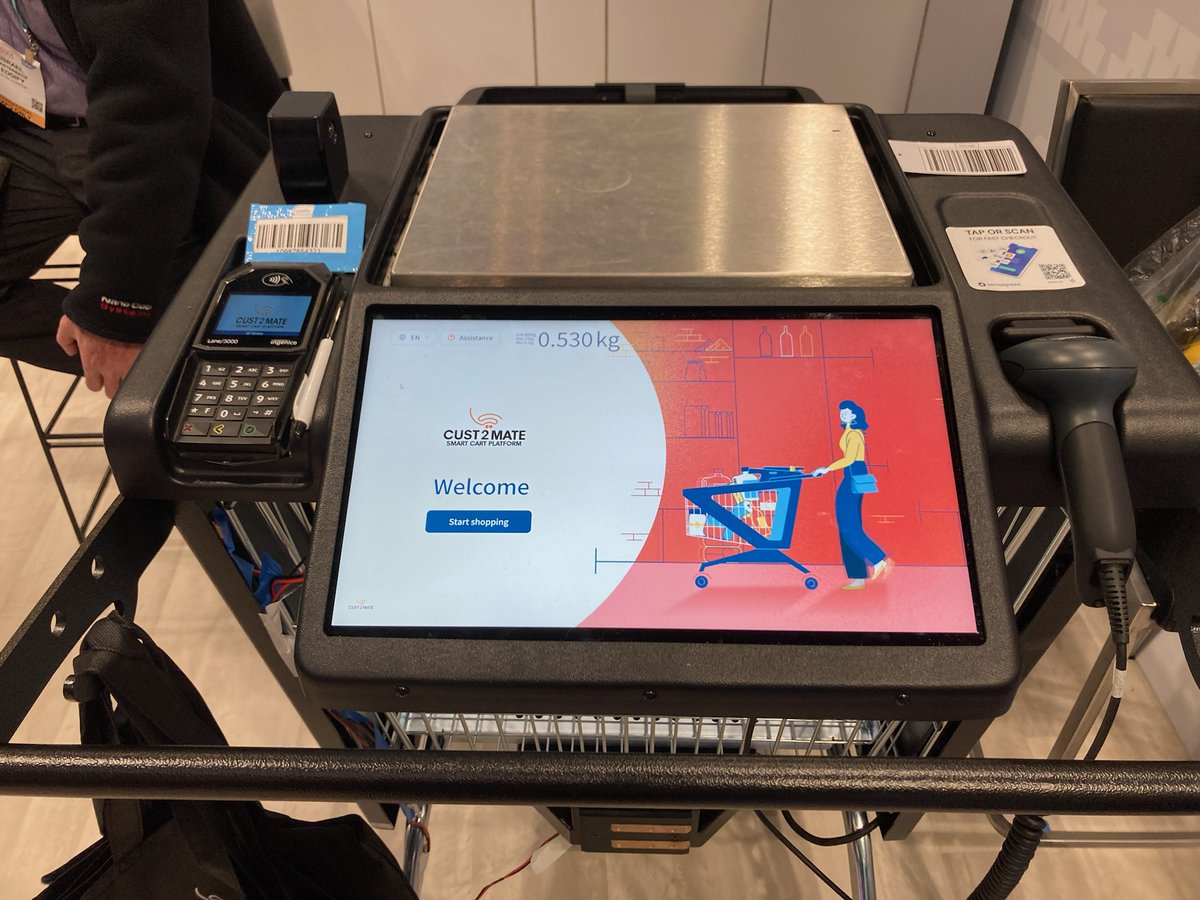 ims_investor's tweet photo. Great seeing our client @CorpA2Z showcasing their Cust2Mate Smart Carts at the @NRFBigShow in NYC this past weekend! #Cust2Mate #A2ZSmartTechnologies #NRF2022 https://t.co/irCIZMBAta