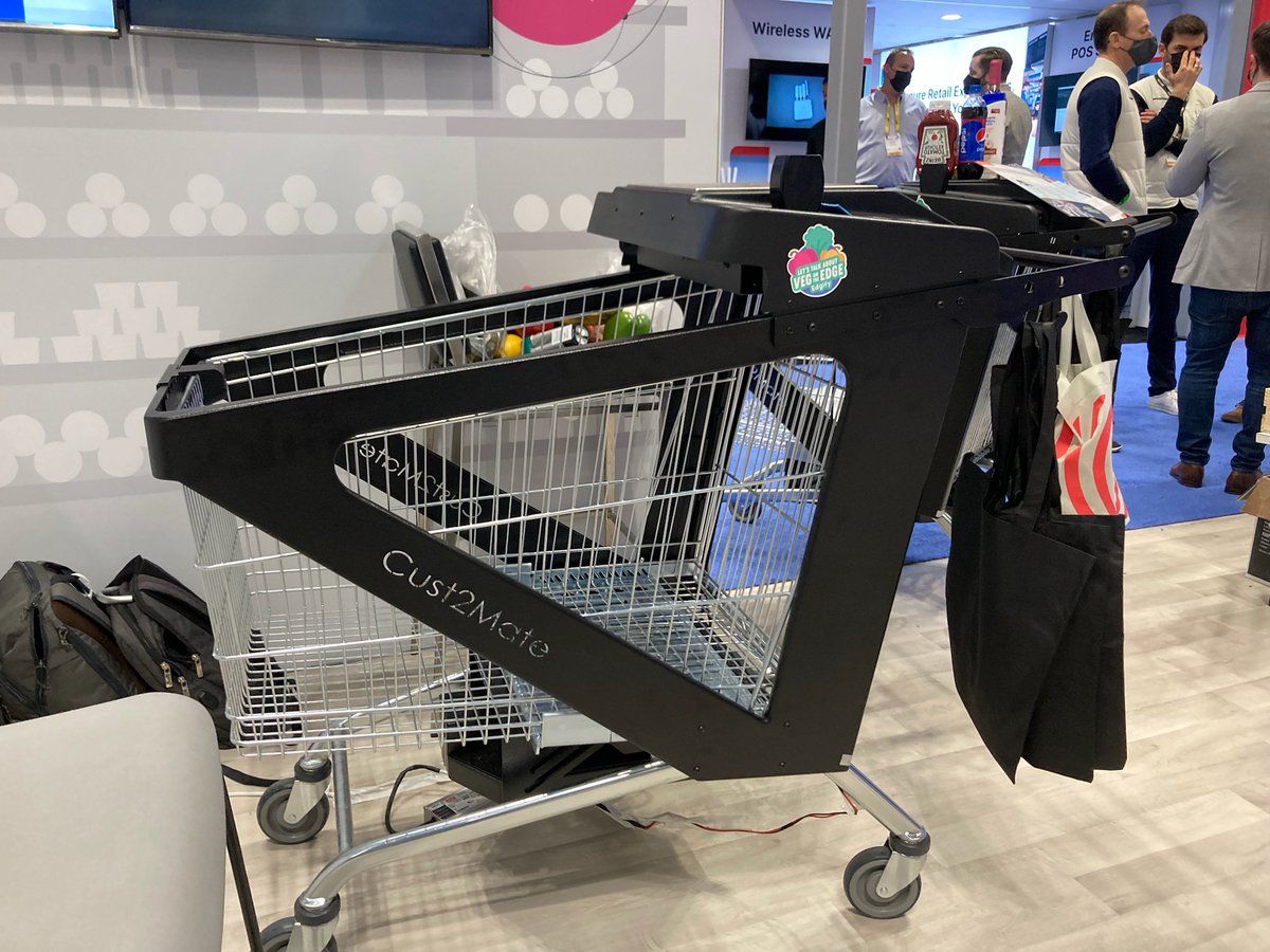 ims_investor's tweet photo. Great seeing our client @CorpA2Z showcasing their Cust2Mate Smart Carts at the @NRFBigShow in NYC this past weekend! #Cust2Mate #A2ZSmartTechnologies #NRF2022 https://t.co/irCIZMBAta