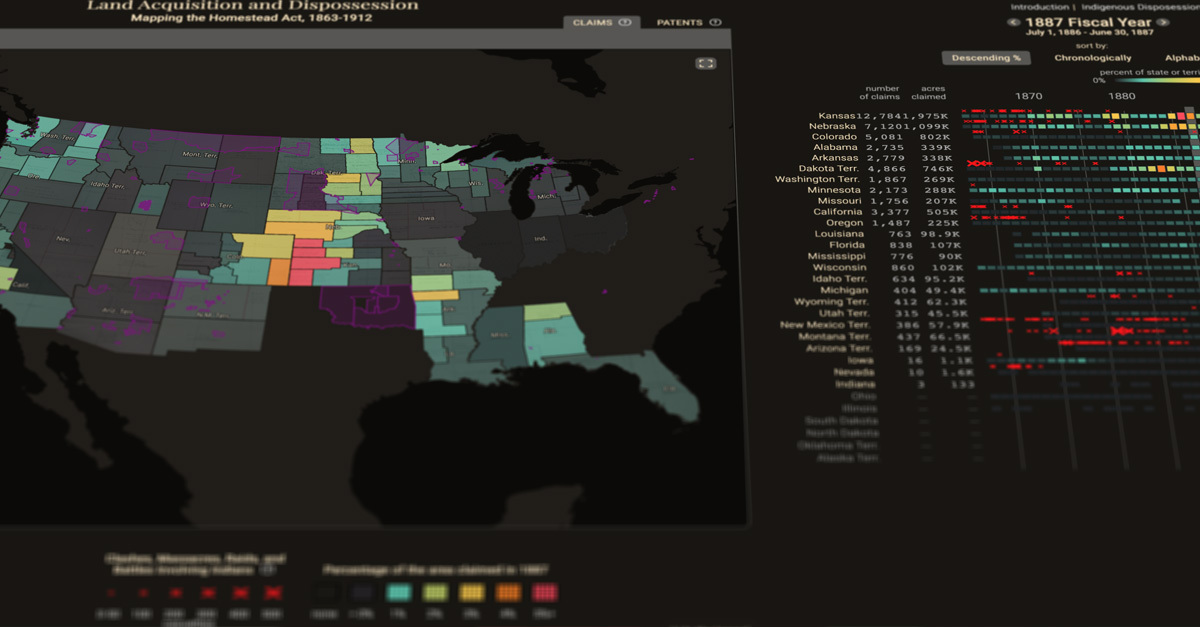 Explore “The #HomesteadAct of 1862”. By 1912, homesteaders had transformed more than 125 million acres from public lands to private property. While Native Americans were dispossessed of large portions of the American #West. @urichmond @WilmJulius #maps dsl.richmond.edu/panorama/homes…