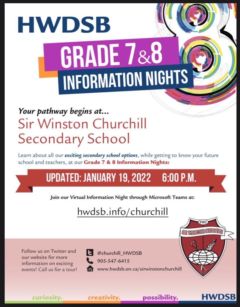 Hey future <a href="/Churchill_HWDSB/">Sir Winston Churchill SS</a> Bulldogs! Your Grade 7&amp;8 information night has been rescheduled to tomorrow Jan. 19 @ 6:00 P.M. #HamOnt <a href="/Hillcrest_HWDSB/">Hillcrest School</a> @WHBallardnews <a href="/Viscount_HWDSB/">Viscount Montgomery</a> <a href="/QueenMaryHwdsb/">Queen Mary School HWDSB</a>