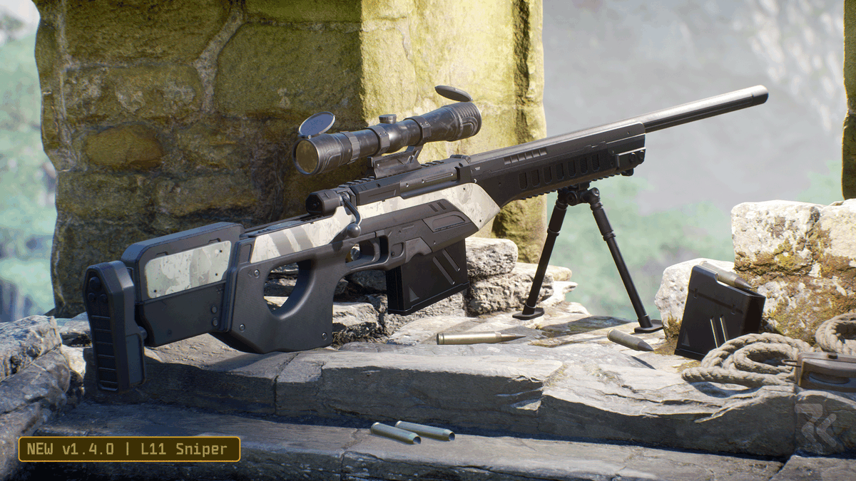 CandescentGames's tweet photo. Weapon Kit for Unreal | Update 1.4.0 adds L11 Sniper.
Hi-detail, fully setup w/ anims, BPs, and effects💥 #UnrealEngine #UE4 #gamedev 
https://t.co/x9Zd2zUizM https://t.co/p679NNrUYc