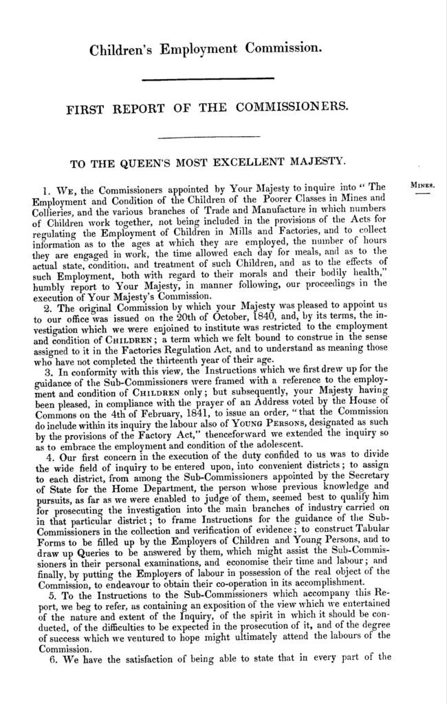 Elijah__Davis's tweet photo. Being honest, my work today is not as bad as it was earlier.
Since 1842, it has been forbidden for children and women to work underground.
Nowadays, I’m only allowed to work outside, which I consider safer.
This was the first report written to negociate the conditions of miners. https://t.co/vlkBz4SnXX