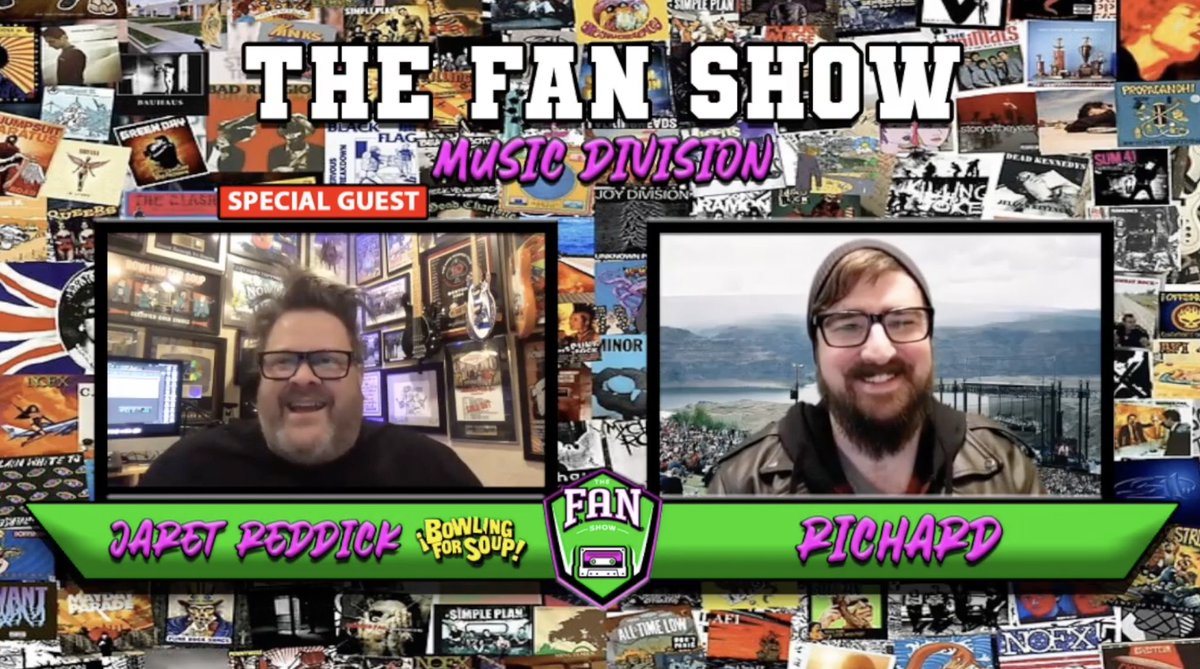 FANShow_Music's tweet photo. Our first ever VIDEO content for the Music Division!
Check out this fun conversation between @RealRichardT and @jaret2113 of @bfsrocks!
Enjoy the laughs, stories, and memories from a pop punk legend!
@FANShowOfficial 
https://t.co/cC3Fhhrn98 https://t.co/koIyDQMutd
