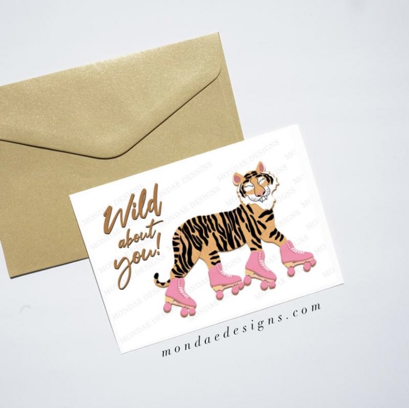 mondaedesigns's tweet photo. Tell someone you love that you’re WILD about them!🐅💕 Valentine’s Day cards available on my website! https://t.co/ZOYy3UuNga https://t.co/7CrkmGmRaI
