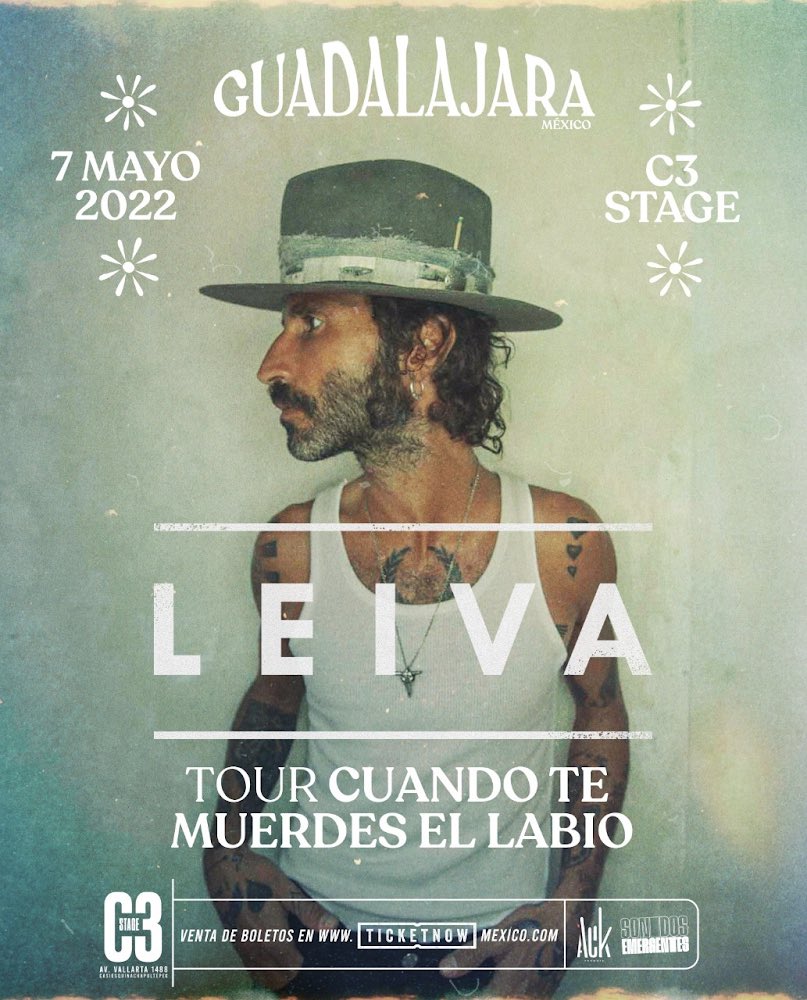 Leiva_Oficial's tweet photo. Lo celebramos sumando dos fechas más del Tour #CuandoTeMuerdesElLabio en México 🇲🇽 
💥7 de mayo #Guadalajara (@c3stage) 
💥 14 de mayo #Monterrey (@forodidi) 

🎫 boletos 👉🏽 a la venta MAÑANA a las 11am (hora mexicana) 👉🏽 toda la info en https://t.co/XSPnBQM7Bb https://t.co/a2XZ1cuOKI