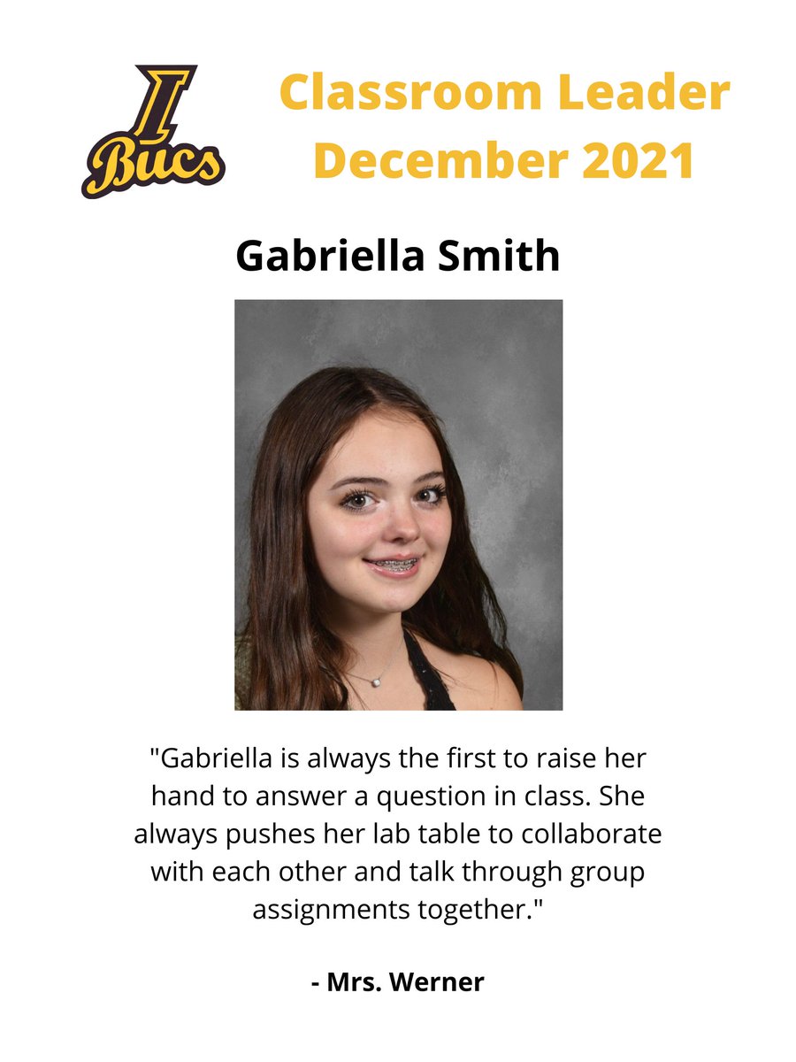 IHS_PBIS's tweet photo. Our Student Shoutouts and Classroom Leaders for December! Go Bucs https://t.co/fPMJbbtQWs