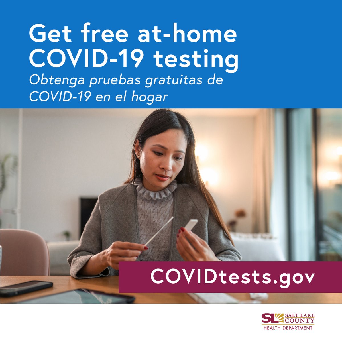 #DYK that every home in the U.S. can now order 4 free at-⁠home COVID-⁠19 tests? Go to COVIDtests.gov to get yours! ¿Sabía que cada hogar en los EE.UU. ahora pueden solicitar 4 pruebas gratis de COVID-⁠19 en el hogar? ¡Vaya a COVIDtests.gov/es para obtenerlos!