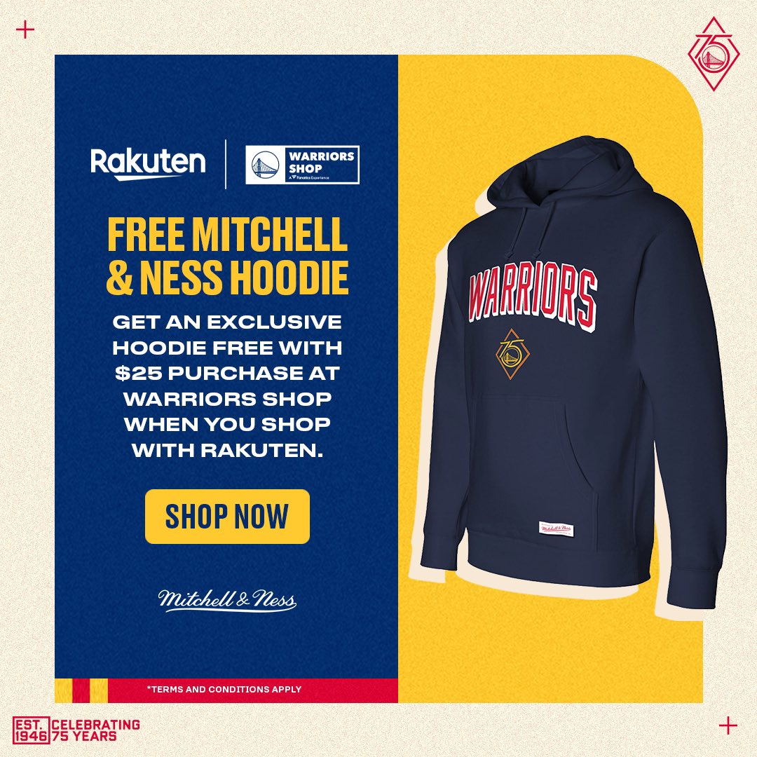 Warriors Shop on X: This season, we're celebrating 75 years of Warriors' hoops π Earn this exclusive Warriors Origins x Mitchell & Ness limited edition hoodie for FREE. All you need to