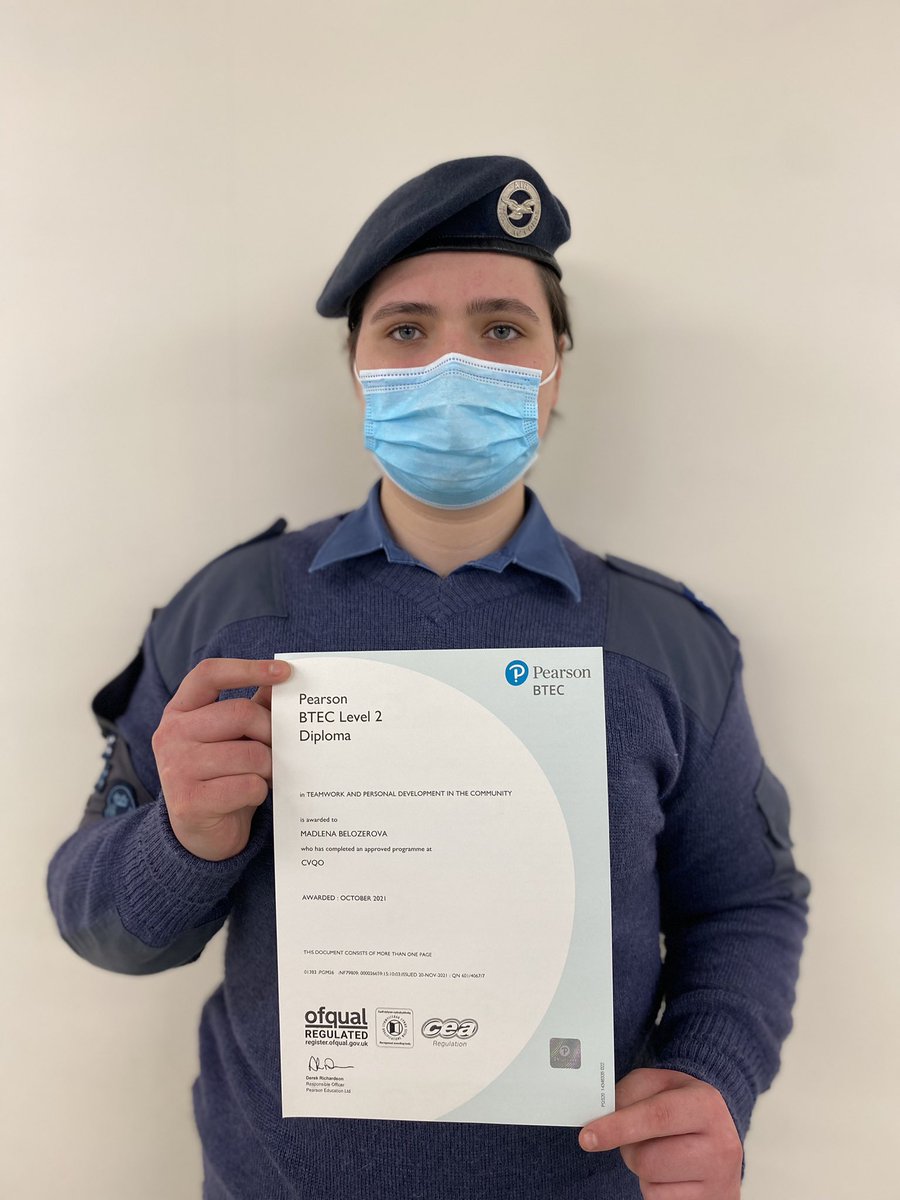 2241_squadron's tweet photo. Congratulations to Cpl Madlena Belozerova on achieving her @CVQO BTEC Level 2 Diploma in Teamwork and personal Development in the community! 

Another fantastic qualification to add to the ever growing list!

Well done Madlena #NoOrdinaryHobby https://t.co/0PuwIso6TB