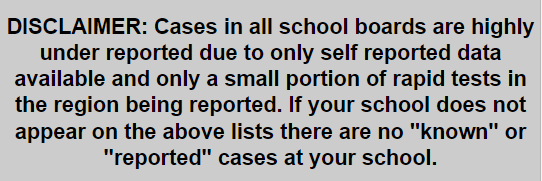 PeelCOVIDWatch's tweet photo. #COVID19 Self Reporting Update for JAN 18th, 2021 for the School Boards in the Region of Peel. 

 - Report Cases or Symptoms here: https://t.co/wNCPhyFvfu

Seeing a decrease of submissions which is reflective in today's update - pls share the form with people who are sick

#onted https://t.co/2LHgcvC5Zl
