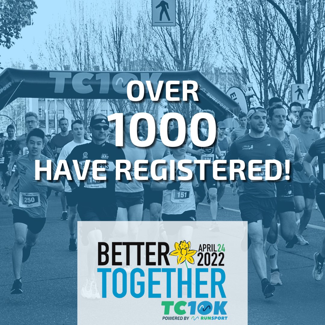 TC10K's tweet photo. π₯BOOOOM!π₯ Over 1000 of you have now registered for the 2022 TC10K!!! We canβt wait to see all of you on April 24th. Letβs keep it going! π€©πβ€οΈ
#bettertogether #yyj #yyjevents #bc #victoria #TC10K #runthegardencity #run #walk #10K #familyrun #runlocalfirst #yyjrun #runyyj https://t.co/5BQKV2kI7F