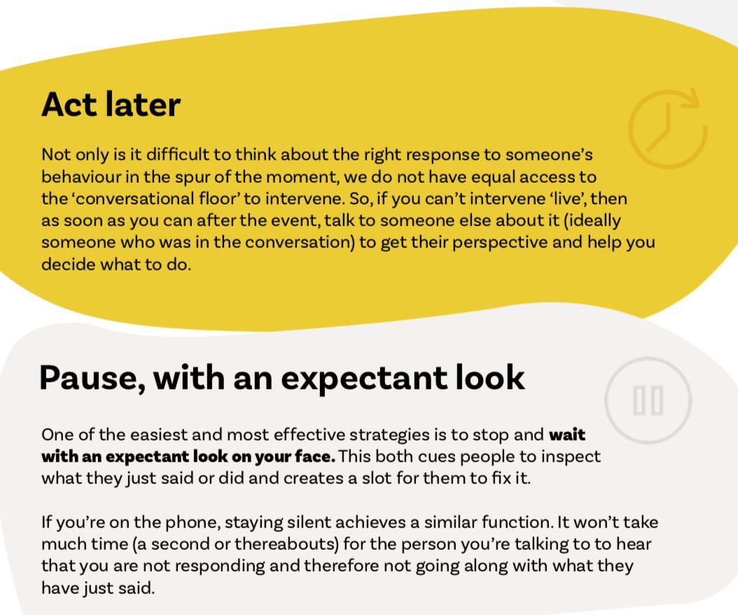 emmetatquiddity's tweet photo. ‘How To Say When It’s Not Okay’ 

This is a tipsheet on "Tackling prejudicial ‘-isms’ in workplace conversation", based on insights from conversation analysis, produced by @lizstokoe + @DARG_sessions for the Loughborough University Women’s Network.

PDF: https://t.co/WsRFcTiNw4 https://t.co/1GhhnXQ5tg