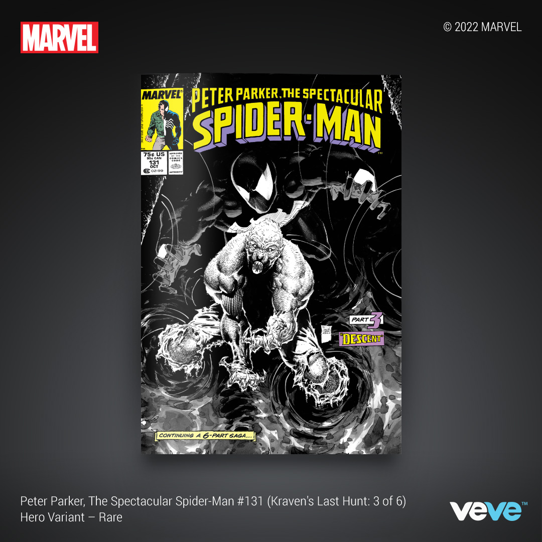 veve_official's tweet photo. #KravensLastHunt, Part 3 of 6! Get a closer look at the VeVe Exclusive Rare &amp; Ultra Rare covers by Philip Tan &amp; Brad Anderson for @Marvel’s Peter Parker, The Spectacular Spider-Man #131 🕸

Drops Wed, 19 Jan at 8 AM PT in blind box format: https://t.co/J2vZPDn4hh

#MARVELxVeVe https://t.co/qirL5eeWO6