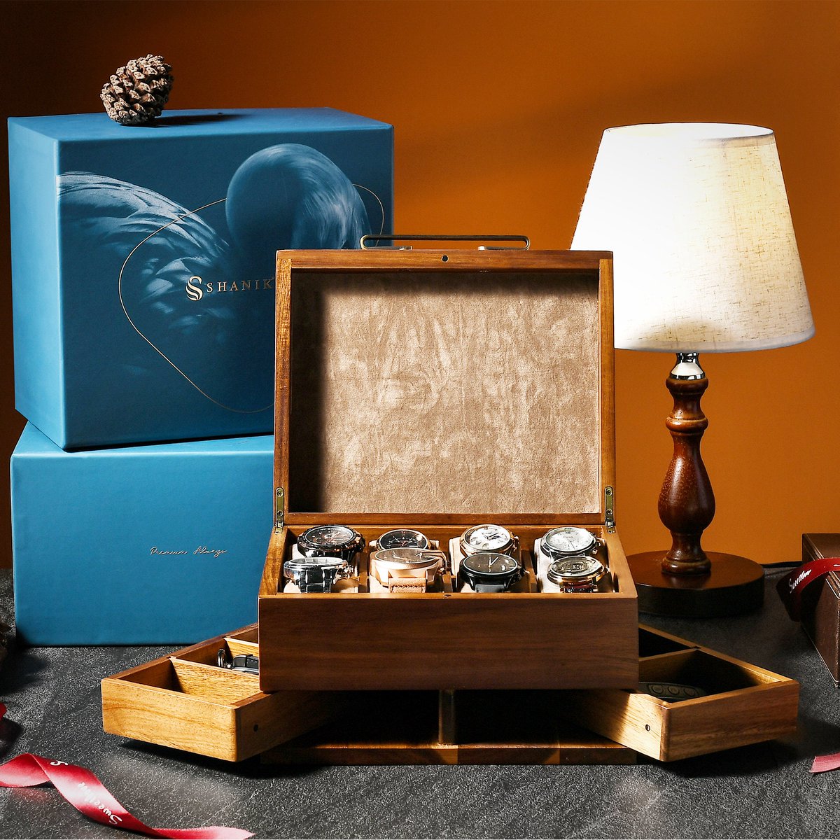 WorldOfShanik's tweet photo. Walnut Finishing Watch Box Organizer with 8 Divider Slots, Soft Velvet Pillows, Pull-Out Drawers, Cufflinks, Removable Divider, Best gift #watchbox #woodbox 
$119.99
➤ https://t.co/jHZKxo9nPY https://t.co/6BkdfKqBjH