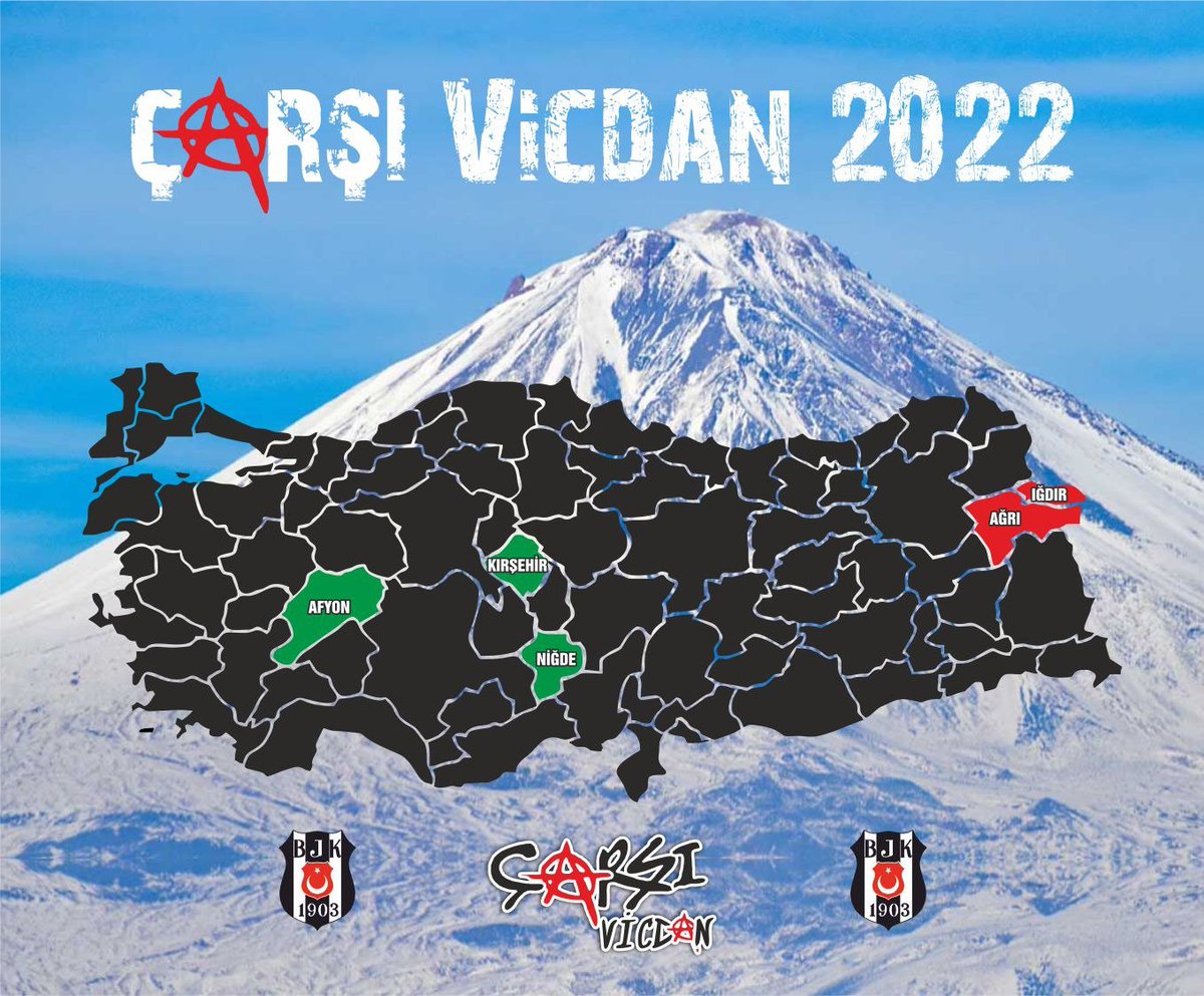 Afyon , Kırşehir , Niğde ile iç anadolu organizasyonlarımızı kazasız belasız bitirmiş bulunmaktayız.  İstikametimiz
 Ağrı ve Iğdır . çArşı Vicdanımız
 Beşiktaş Masumiyetimizdir