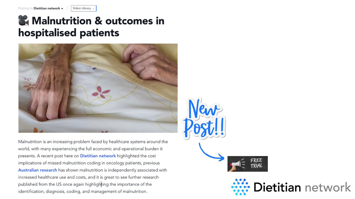 📬 New post on Dietitian network: Malnutrition and outcomes in hospitalised patients. 🚀 Explore all the Dietitian network community has to offer today with a FREE 7-day trial. 📍dietitian.network
