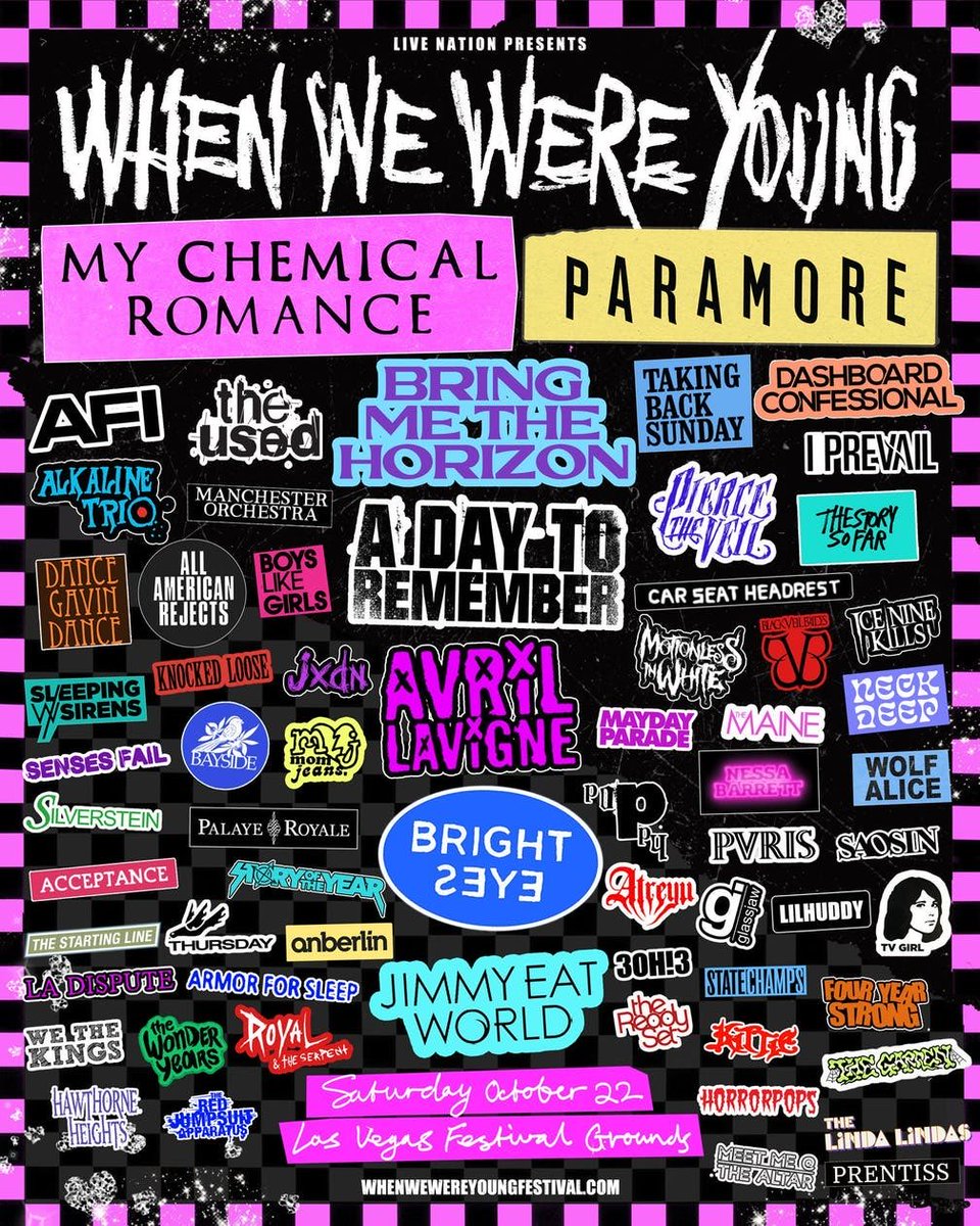 DrewDykes's tweet photo. You either die young or live long enough to see every band you ever idolised play an all-day festival in Vegas https://t.co/qbTHw5CHiz