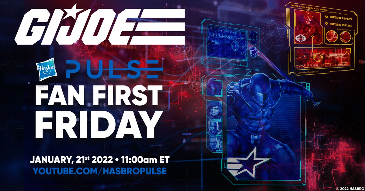 YO JOE! Kick off the new year with a #GIJoe #FanFirstFriday! Tune in Friday, Jan. 21st, at 11am ET on the @HasbroPulse YouTube channel and join Emily and Lenny from the G.I. Joe team as they discuss new Classified Series news and epic reveals! You don't want to miss out!