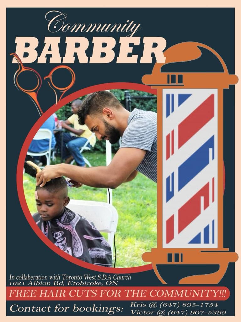 We Share because We Care…
Free haircuts for the community. 
To get your hair cut contact Victor or Kris and make an appointment. 
#wesharebecausewecare #freehaircut #extendingahand #helpingothers #communitychurch #communityliving #TorontoWestSDA #ChurchatAlbion #LiveGrowLoveTell