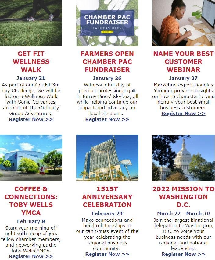 SDChamber's tweet photo. Want to know what is on the horizon here at the Chamber? We have quite a few events coming up including our #Chamber151 Anniversary Celebration, 2022 #SDinDC Mission To Washington D.C., and much more! Read more here: https://t.co/m72clo3gpc https://t.co/K61NBumd7Y