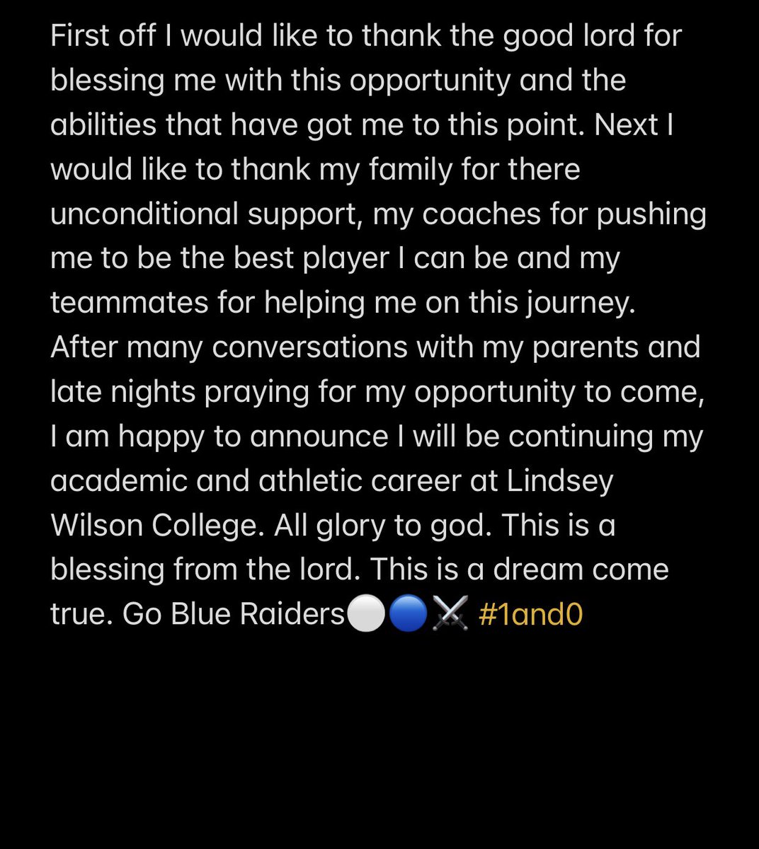 This is a dream come true. 1000% in for @LWC_Football <a href="/coachnalley/">Will Nalley</a> @CoachGraham_LWC @_CoachGonzLWC <a href="/CoachKleckler/">Phil Kleckler</a> <a href="/GCHSFootball3A/">GCHS Football</a> #1and0 ⚪️🔵⚔️