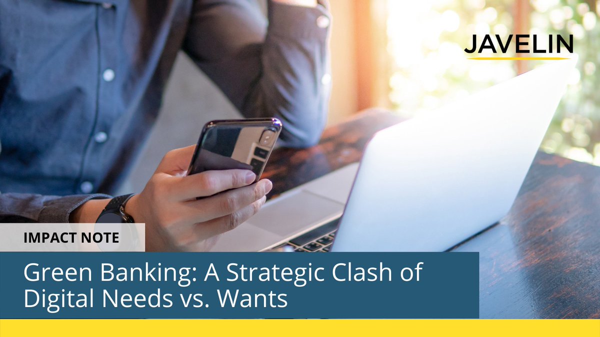 New report by <a href="/JavelinStrategy/">Javelin Strategy</a>'s <a href="/LeaNonninger/">Lea Nonninger (she/her)</a> examines the buzz around new digital banking features that theoretically could help #banking customers track their carbon footprints. #greenbanking #ESG #carbonfootprint
CC: <a href="/jjegher/">Jacob Jegher</a> <a href="/MSchwanhausser/">Mark Schwanhausser</a> <a href="/ehigdon/">Emmett Higdon</a>
javelinstrategy.com/coverage-area/…