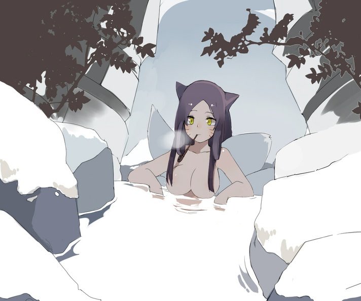 She’s able to just enjoy her shrine’s springs all she wants, as it is rather unlikely for someone to come and see her.