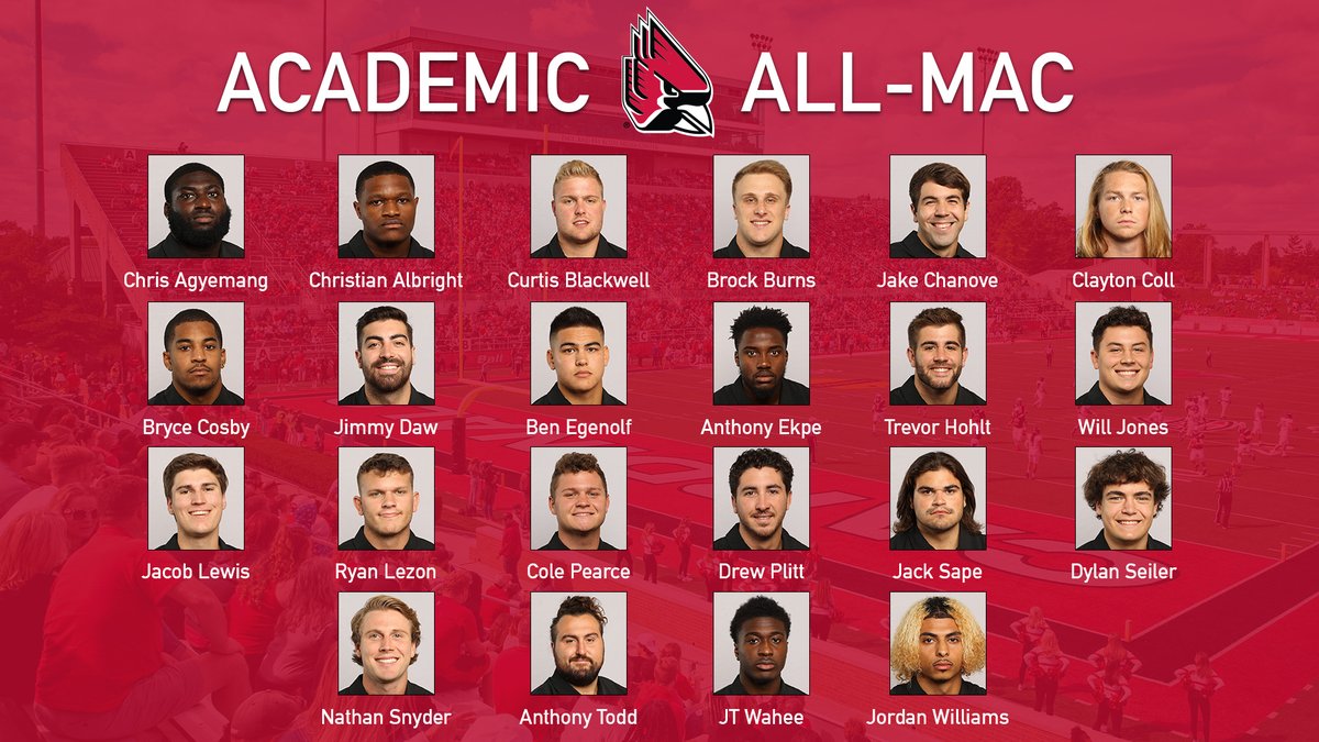 Huge congrats to the 2⃣2⃣ Academic All-MAC honorees!

➡️ bit.ly/22AA-M

#1AAT | #TrueCardinal