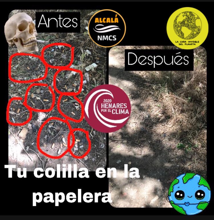 nmcsalcala's tweet photo. Parte de las 250 colillas🚬 que recogimos junto a @henaresxelclima durante la campaña @lacarainvisibl1: ¡250! 😱.
Detrás del Zulema, en una zona boscosa🌳. Con riesgo de incendio🔥 y el río Henares pasando al lado.
(1/2)
#silimpiasenloqueensuciannovolveríanaensuciar #multasya https://t.co/EqhRFHDHUR