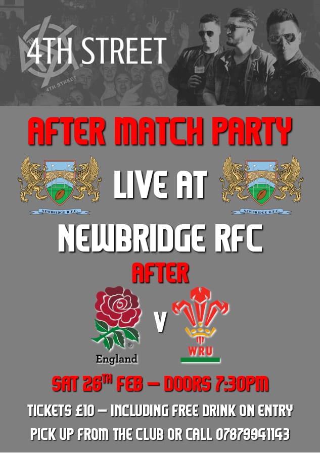 What a day this is going to be!
Contact us ASAP to get your tickets for the after match party with <a href="/4thstreet/">4th Street</a>
🏴󠁧󠁢󠁷󠁬󠁳󠁿🏉🎵🎶🎸🍻🍺