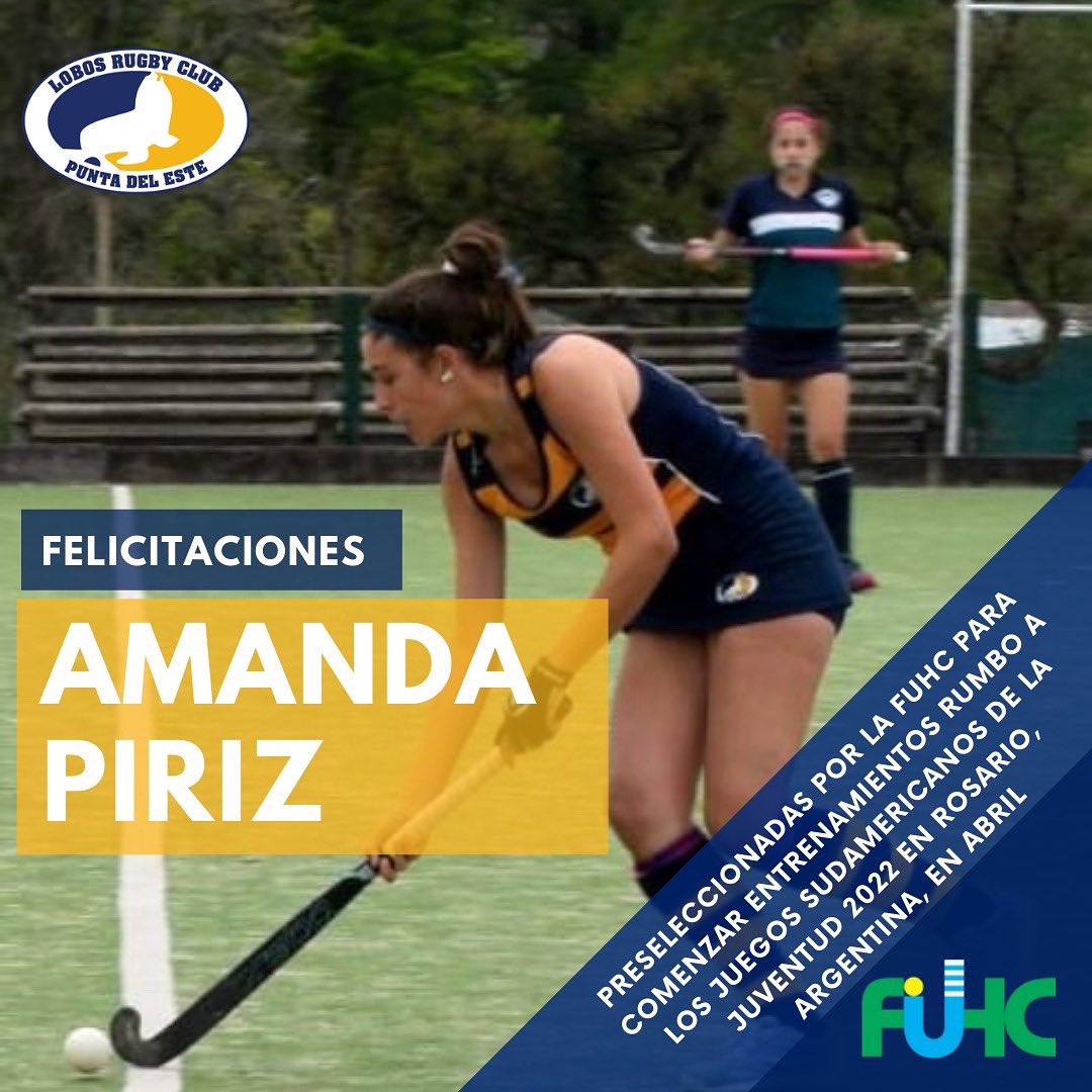 lobosclubpde's tweet photo. Felicitaciones a Amanda Piriz, Josefina León, Manuela Magnou y Sol Gutierrez!!!
👏🏻👏🏻🏑🏑

Citadas por las FUHC para comenzar al proceso de entrenamiento, rumbo a los Juegos Suramericanos de la Juventud 2022 a realizarse en la ciudad de Rosario (Argentina) en abril. https://t.co/L7D28WGOU2