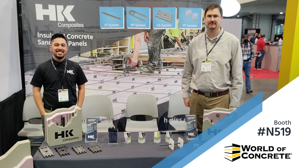 Setup and ready for the first day of World of Concrete 2022! Come visit us in the North Hall at booth N519 🚧

#WOC2022 #WOC #hkties #hkcomposites #worldofconcrete2022 #tiltup #precast #concretepanels